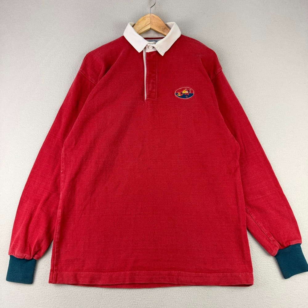 Vintage Lands End Rugby Shirt Mens Large USA Long Sleeve Heavy Cotton 90s Preppy